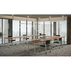 LorellĀ® Quadro Sit-To-Stand Laminate Table Top, 60"W x 24"D, Walnut