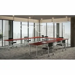Lorell® Quadro Sit-To-Stand Laminate Table Top, 60"W x 24"D, Mahogany