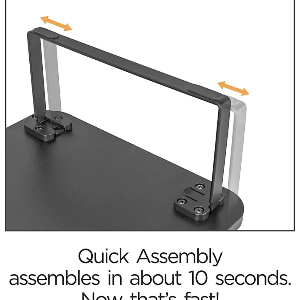 Lorell Quick-Install Monitor Laptop Riser, 4.80"H x 39.40"W x 10.20"D, Powder Coated, Steel, Particleboard, Silicone, Black