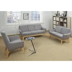 LorellĀ® Quintessence Upholstered Side Chair With Lumbar Support, Gray/Natural