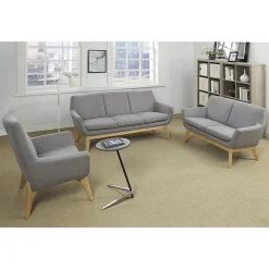 Lorell® Quintessence Upholstered Side Chair With Lumbar Support, Gray/Natural