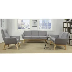 Lorell® Quintessence Upholstered Side Chair With Lumbar Support, Gray/Natural