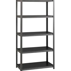 Lorell™ Riveted Storage Shelving Unit, 5-Shelf, 72"H x 36"W x 18"D, Black