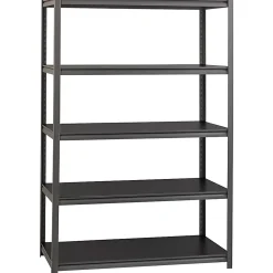Lorell™ Riveted Storage Shelving, 5-Shelf, 72"H x 48"W x 18"D, Black