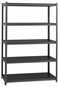 Lorell™ Riveted Storage Shelving, 5-Shelf, 72"H x 48"W x 18"D, Black
