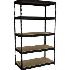 Lorell® 5-Shelf Riveted Steel Shelving, 84"H x 48"W x 24"D, Black