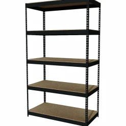 Lorell® 5-Shelf Riveted Steel Shelving, 84"H x 48"W x 24"D, Black