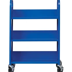 Lorell® Single-Sided Mobile Steel Book Cart, 3-Shelf, Blue
