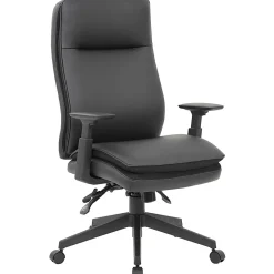 Lorell Soft High-back Executive Office Chair - Black Seat Color - Vinyl Seat Material - Black Back Color - 03206
