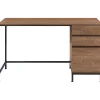 Lorell SOHO Desk with Side Drawers, 30"H x 55"W x 23.6"D, 3 x File Drawer(s), Single Pedestal on Right Side, Walnut