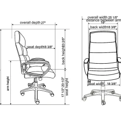 Lorell® SOHO Ergonomic Bonded Leather High-Back Chair, Modern Stitch, Black
