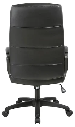 Lorell® SOHO Ergonomic Bonded Leather High-Back Chair, Modern Stitch, Black