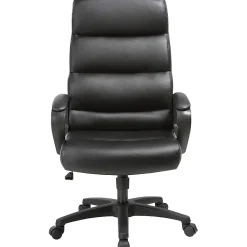 Lorell® SOHO Ergonomic Bonded Leather High-Back Chair, Modern Stitch, Black