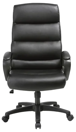 Lorell® SOHO Ergonomic Bonded Leather High-Back Chair, Modern Stitch, Black