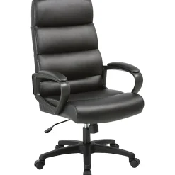 Lorell® SOHO Ergonomic Bonded Leather High-Back Chair, Modern Stitch, Black
