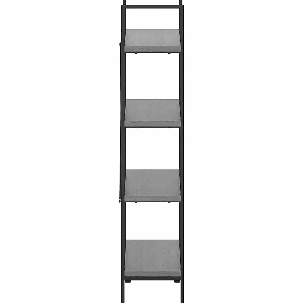 Lorell SOHO Rustic Metal Frame Bookcase, 57.5"H x 39.4"W x 11.8"D, 4 Shelve(s), Band Edge, Charcoal, Sturdy, Durable