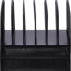 Lorell® Steel Horizontal/Vertical Mesh Desk Organizer, Black