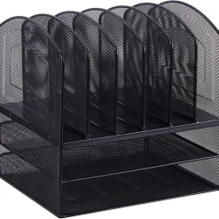 Lorell® Steel Horizontal/Vertical Mesh Desk Organizer, Black