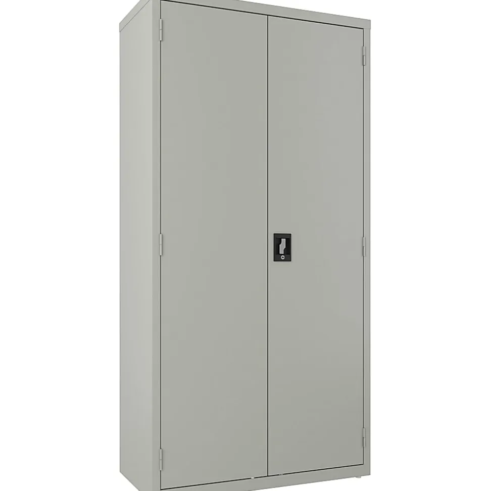 Lorell® Steel Wardrobe Storage Cabinet, 72"H x 36"W x 18"D, Light Gray
