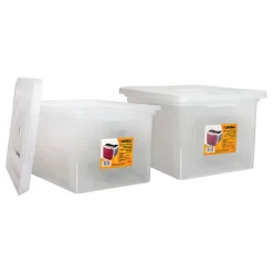 Lorell® Storage File Boxes With Lift-Off Lids, Letter/Legal Size, 18" x 14 1/4" x 11", Clear, Case Of 2