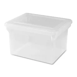 Lorell® Storage File Box With Lift-Off Lid, Letter/Legal Size, 18" x 11" x 14 3/16", Clear