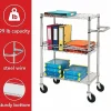 Lorell® 3-Tier Steel Rolling Cart, 16"W x 26"D x 40"H, Chrome