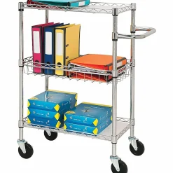 Lorell® 3-Tier Steel Rolling Cart, 16