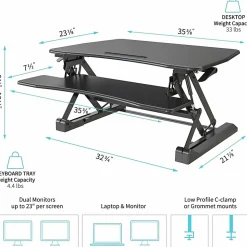 Lorell® V2 Gas-Lift Sit-To-Stand Desk Riser, 19-1/2