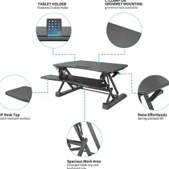 Lorell® V2 Gas-Lift Sit-To-Stand Desk Riser, 19-1/2