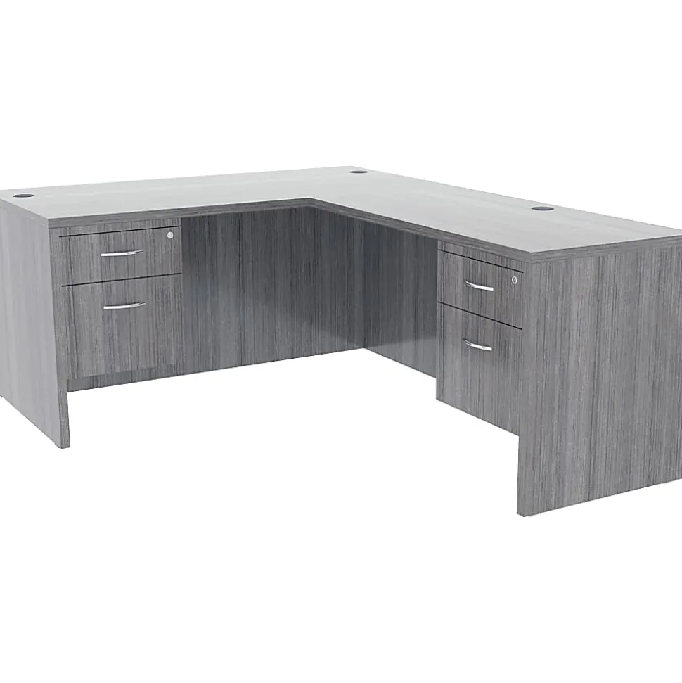 Lorell® 71"W Computer Desk, Weathered Charcoal