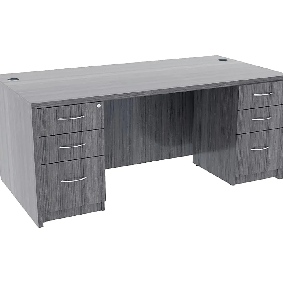 Lorell® 71"W Computer Desk, Weathered Charcoal