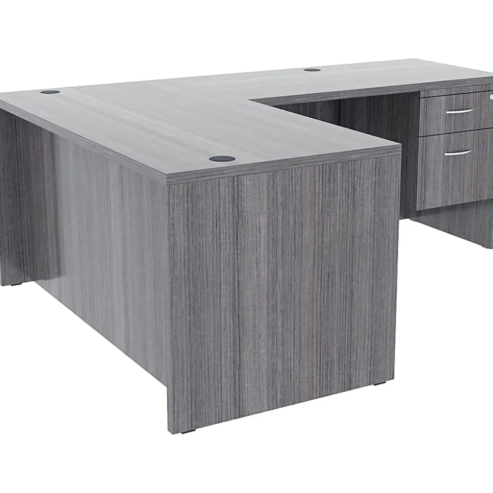 Lorell® 71"W Computer Desk, Weathered Charcoal