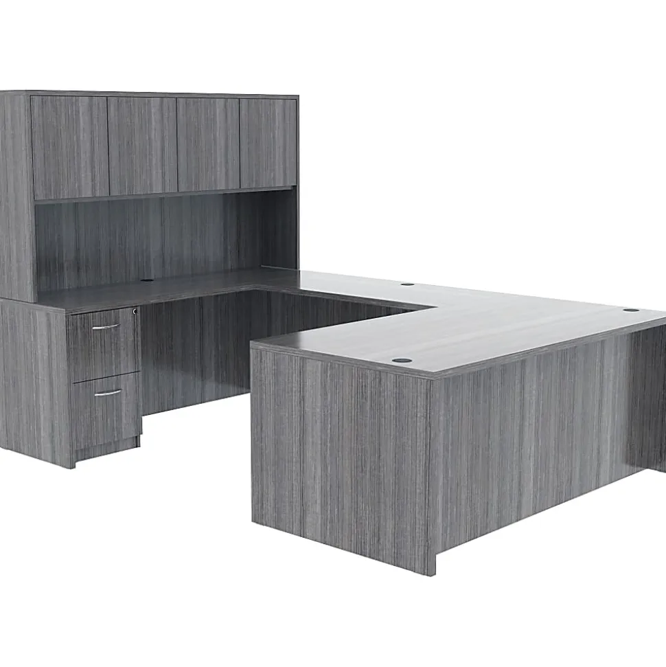 Lorell® 71"W Computer Desk, Weathered Charcoal