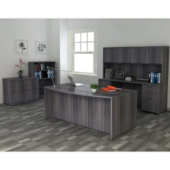 LorellĀ® 72"W Credenza Computer Desk, Weathered Charcoal