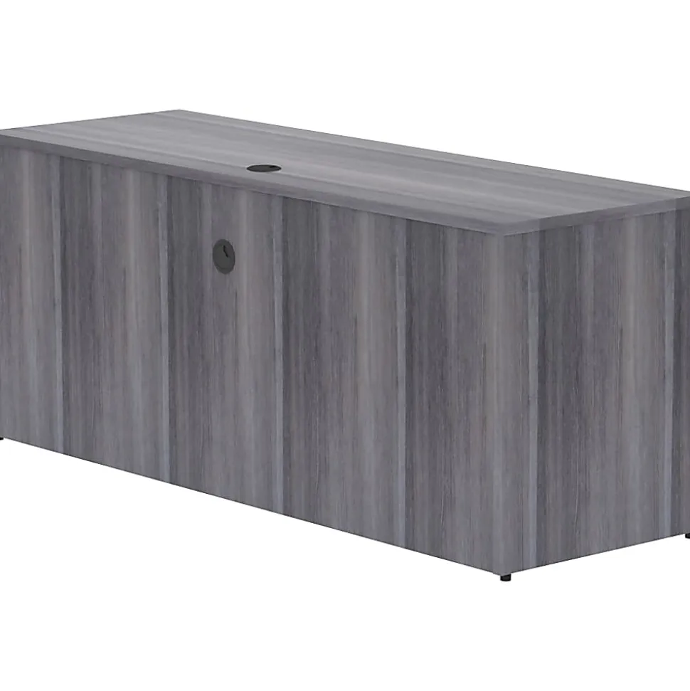 Lorell® 72"W Credenza Computer Desk, Weathered Charcoal