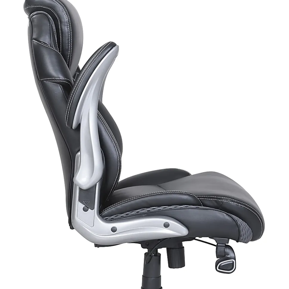 Lorell® Wellness by Design® Ergonomic Bonded Leather Executive Chair, With Dormeo Octaspring Technology, Black