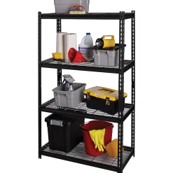 Lorell Wire Deck Shelving, 60"H x 36"W x 18"D, Recycled, Black, Steel, 1Each