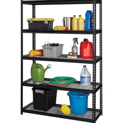 Lorell Wire Deck Shelving, 72"H x 48"W x 18"D, Recycled, Black, Steel, 1Each