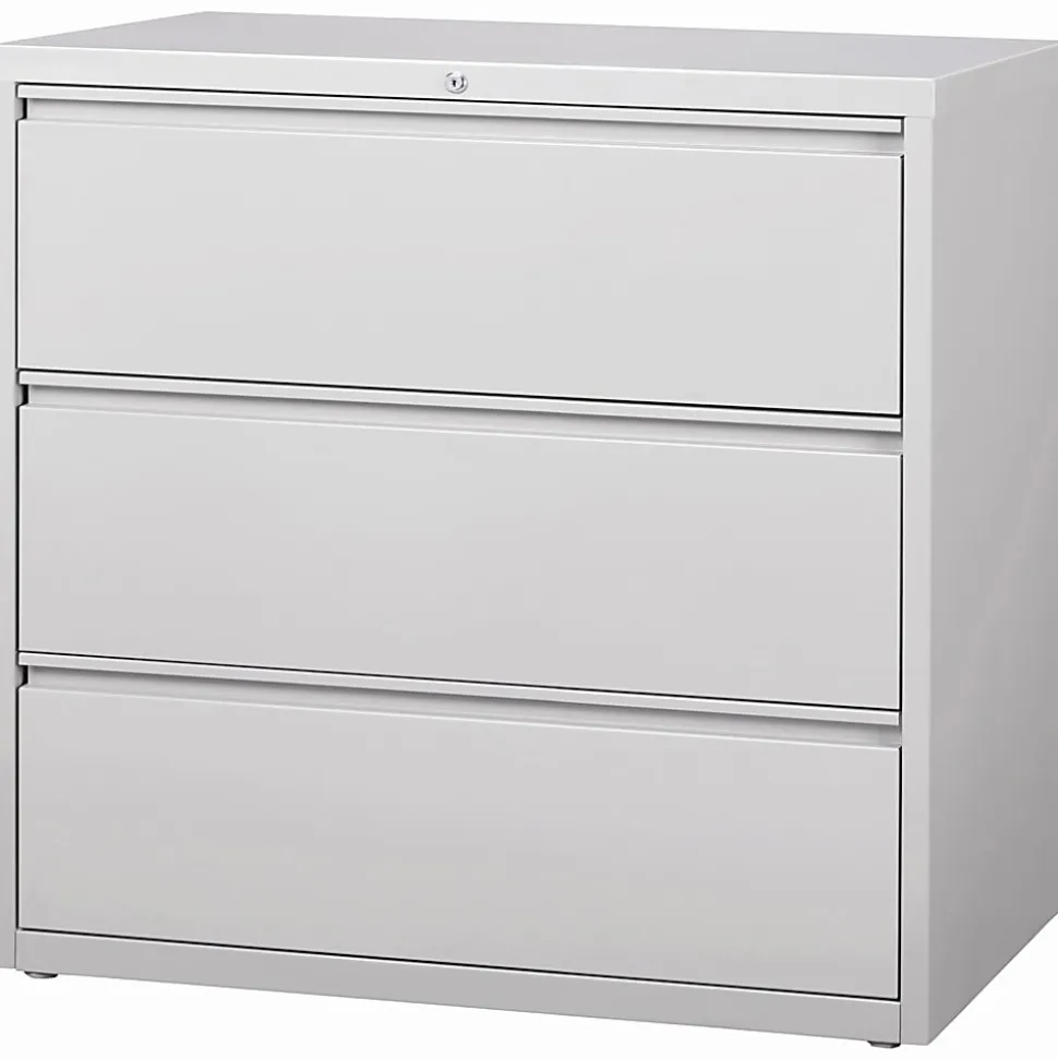 Lorell® 42"W x 18-5/8"D Lateral 3-Drawer File Cabinet, Light Gray