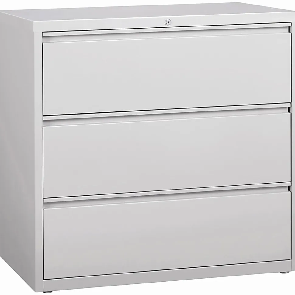 Lorell® 42"W x 18-5/8"D Lateral 3-Drawer File Cabinet, Light Gray