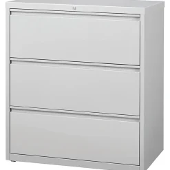 LorellĀ® 36"W x 18-5/8"D Lateral 3-Drawer File Cabinet, Light Gray
