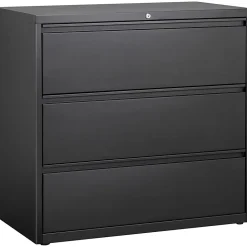 LorellĀ® 42"W x 18-5/8"D Lateral 3-Drawer File Cabinet, Black