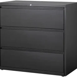 Lorell® 42"W x 18-5/8"D Lateral 3-Drawer File Cabinet, Black