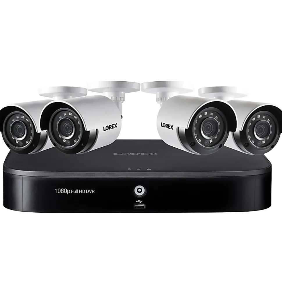 Lorex 8-Channel 1080p HD Outdoor Wired Analog Security System With 1TB DVR And 4 Weatherproof Bullet Security Cameras