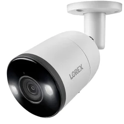 Lorex 4K Ultra HD Analog Indoor/Outdoor Add-On IP Bullet Security Camera With Smart Deterrence, White