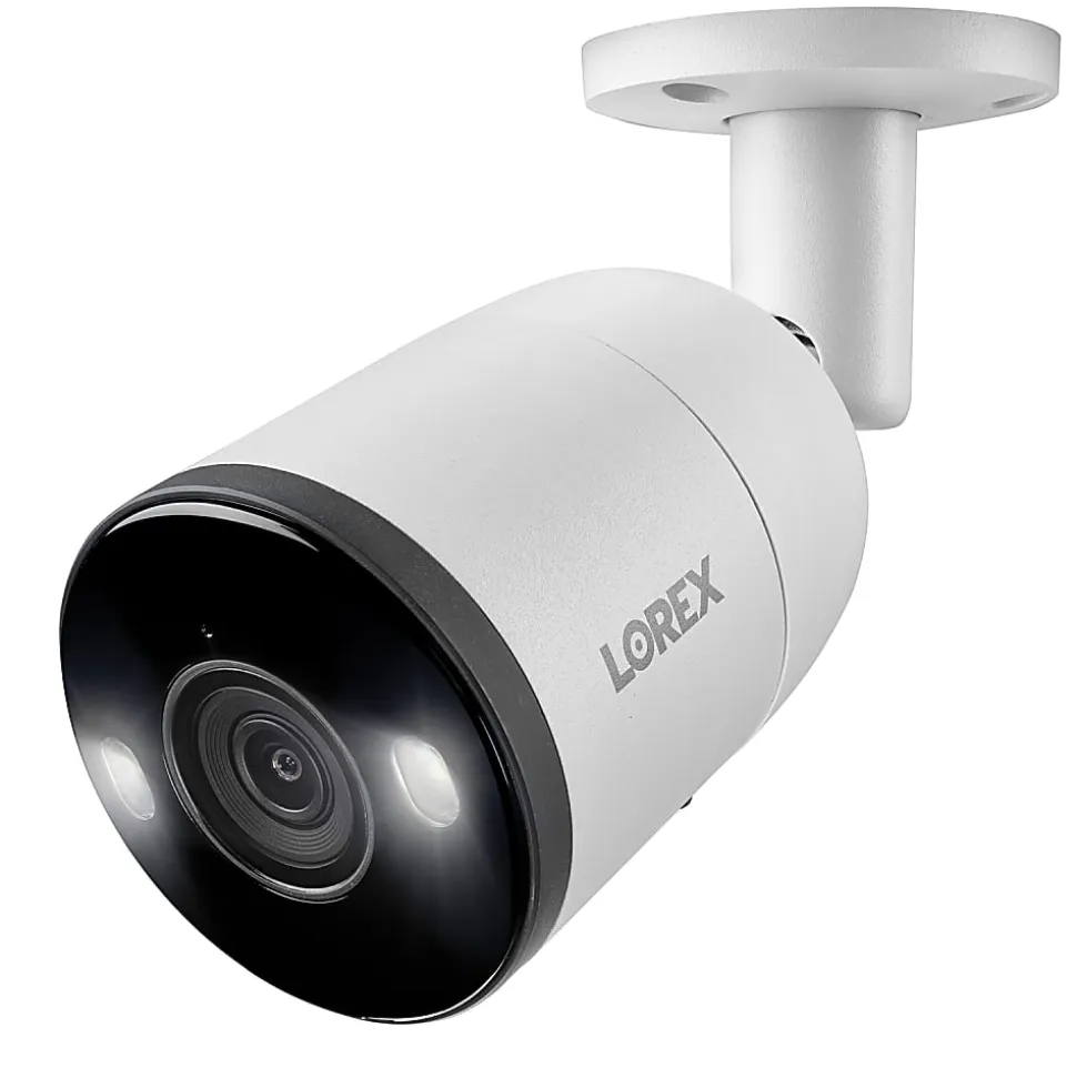 Lorex 4K Ultra HD Analog Indoor/Outdoor Add-On IP Bullet Security Camera With Smart Deterrence, White