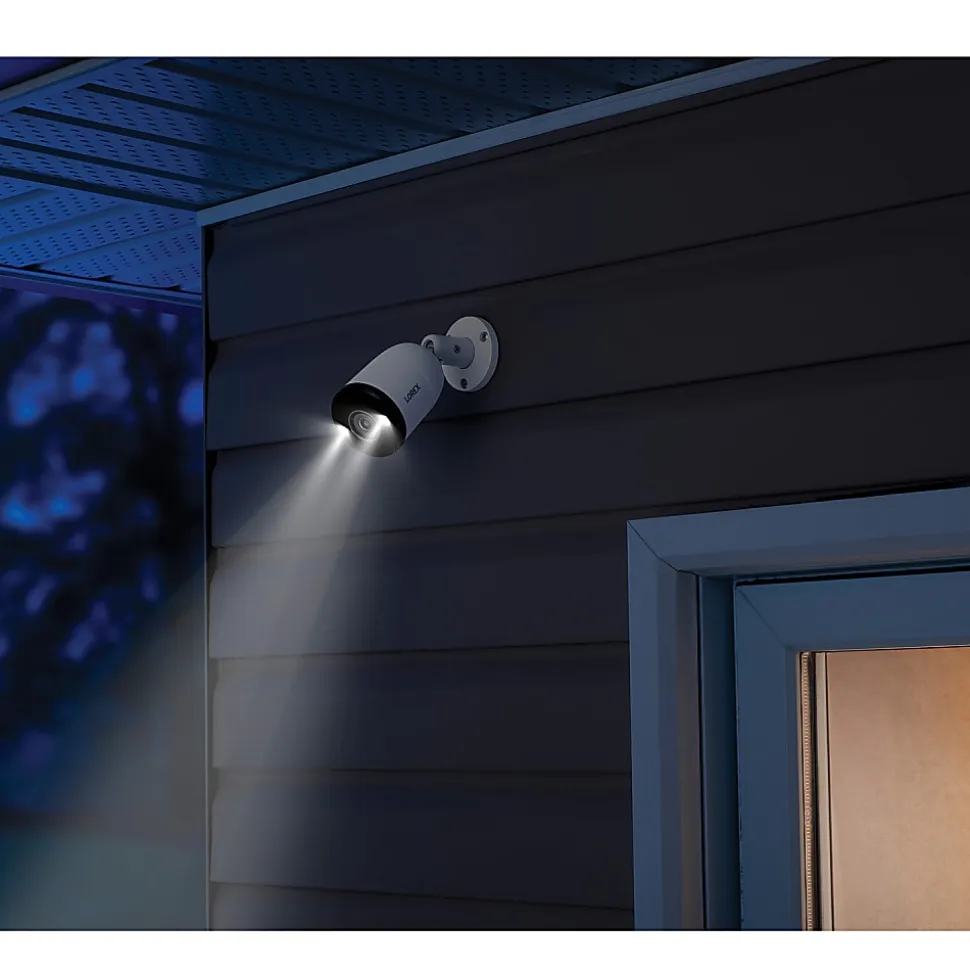Lorex 4K Ultra HD Analog Indoor/Outdoor Add-On IP Bullet Security Camera With Smart Deterrence, White