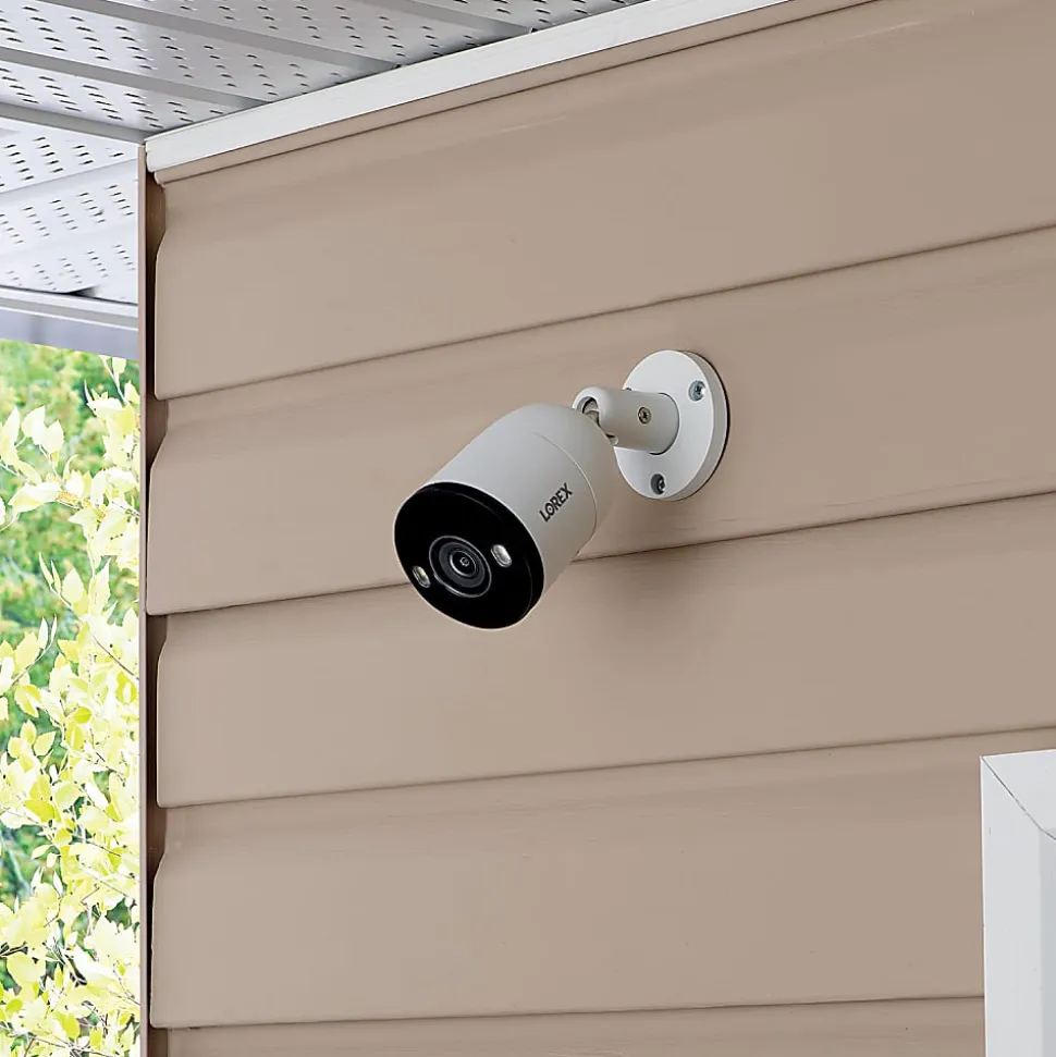 Lorex 4K Ultra HD Analog Indoor/Outdoor Add-On IP Bullet Security Camera With Smart Deterrence, White