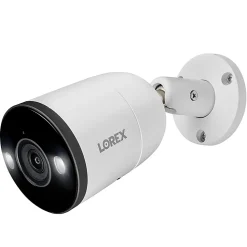 Lorex 4K Ultra HD Analog Indoor/Outdoor Add-On IP Bullet Security Camera With Smart Deterrence, White