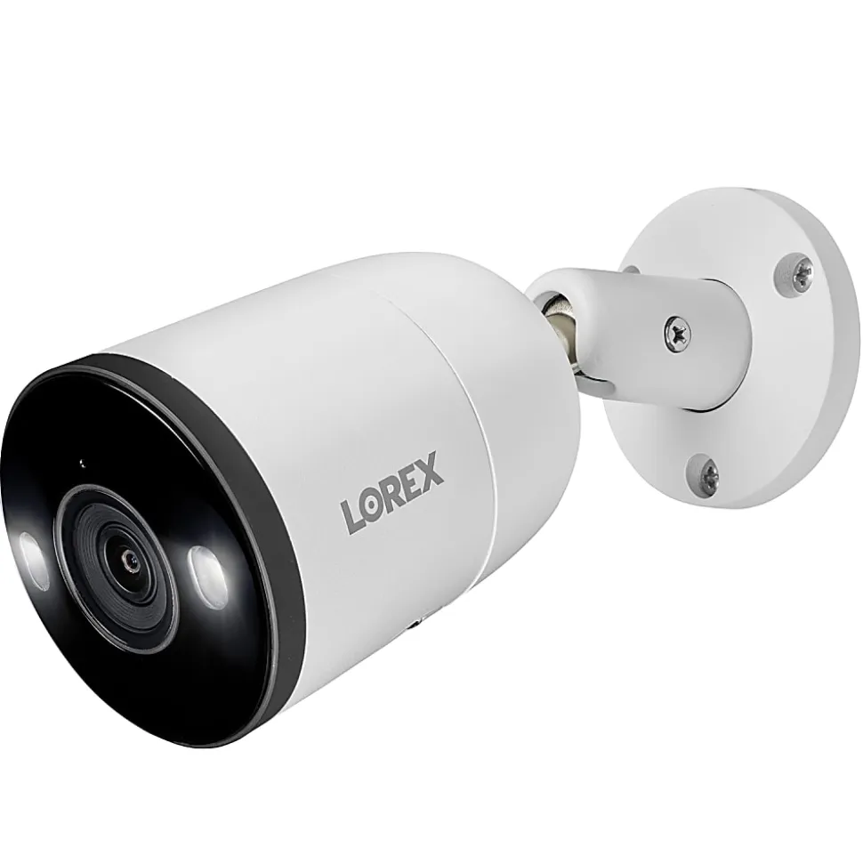Lorex 4K Ultra HD Analog Indoor/Outdoor Add-On IP Bullet Security Camera With Smart Deterrence, White